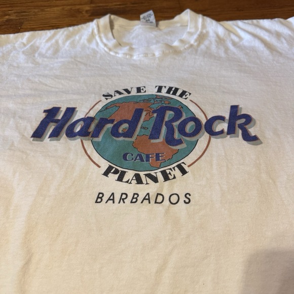 Vintage Other - Hard Rock Cafe Save The Planet Barbados‎ Vintage White T-Shirt Tee Size XLarge